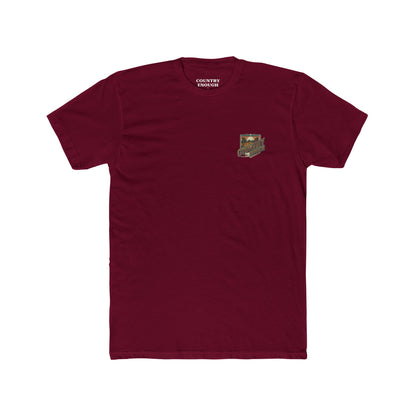Cardinal red t-shirt with words red dirt and graphic of longhorn skull and desert landscape #cardinalred