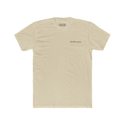 Cream t-shirt with graphic of western horse and rider holding the American flag in the desert with cacti at sunset #cream
