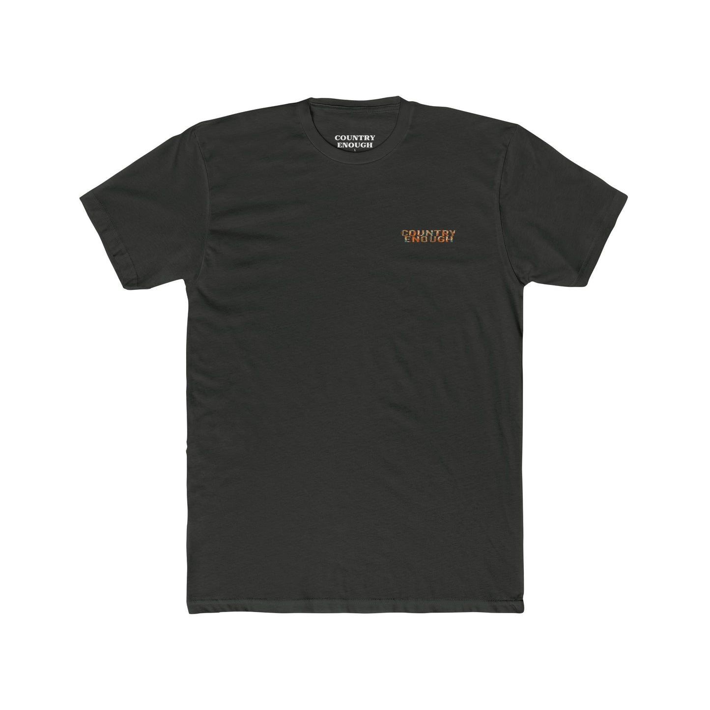 Vintage Black t-shirt with graphic of a campfire, bird, sun, cacti, and mountains in the desert with the words roam wide #vintageblack