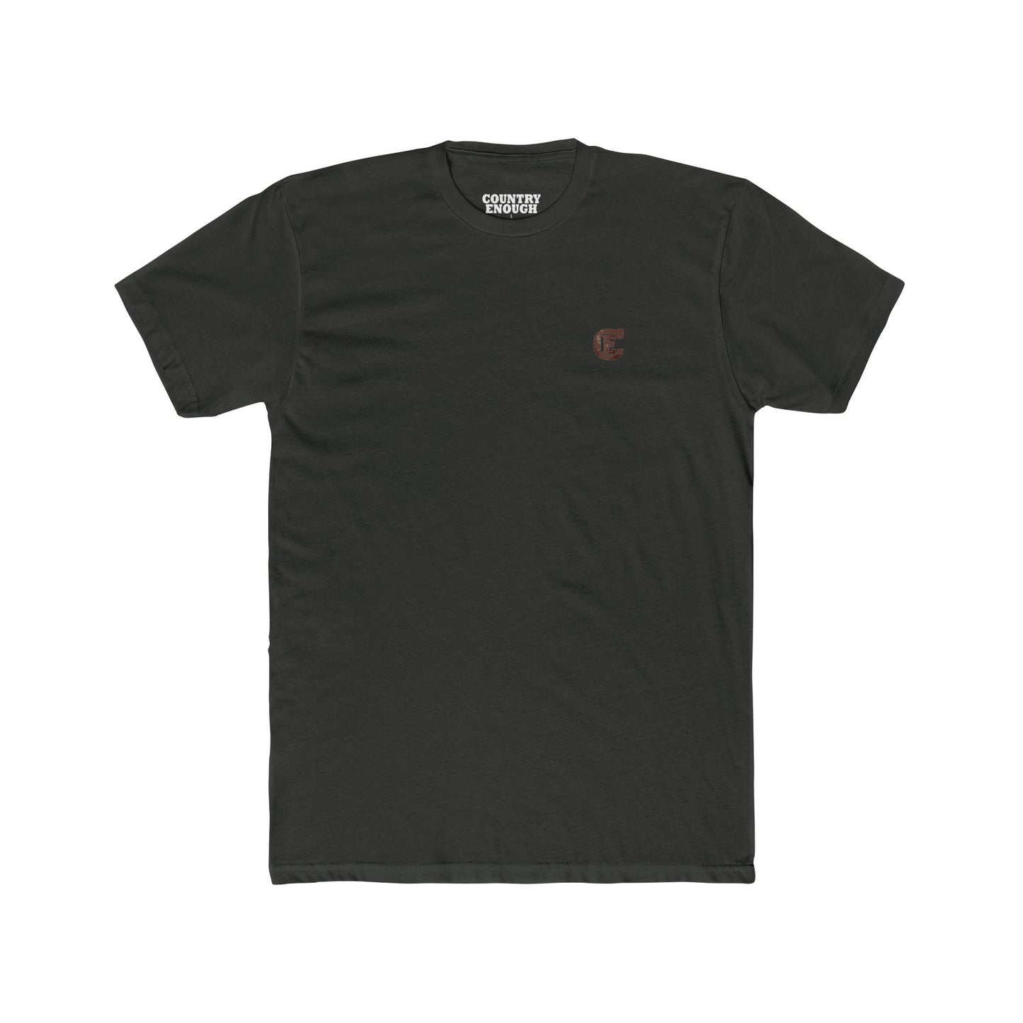 Men's t-shirt with graphic of bison, goat, and chicken on western landscape with scroll reading rooted in the west and CE logo #vintageblack