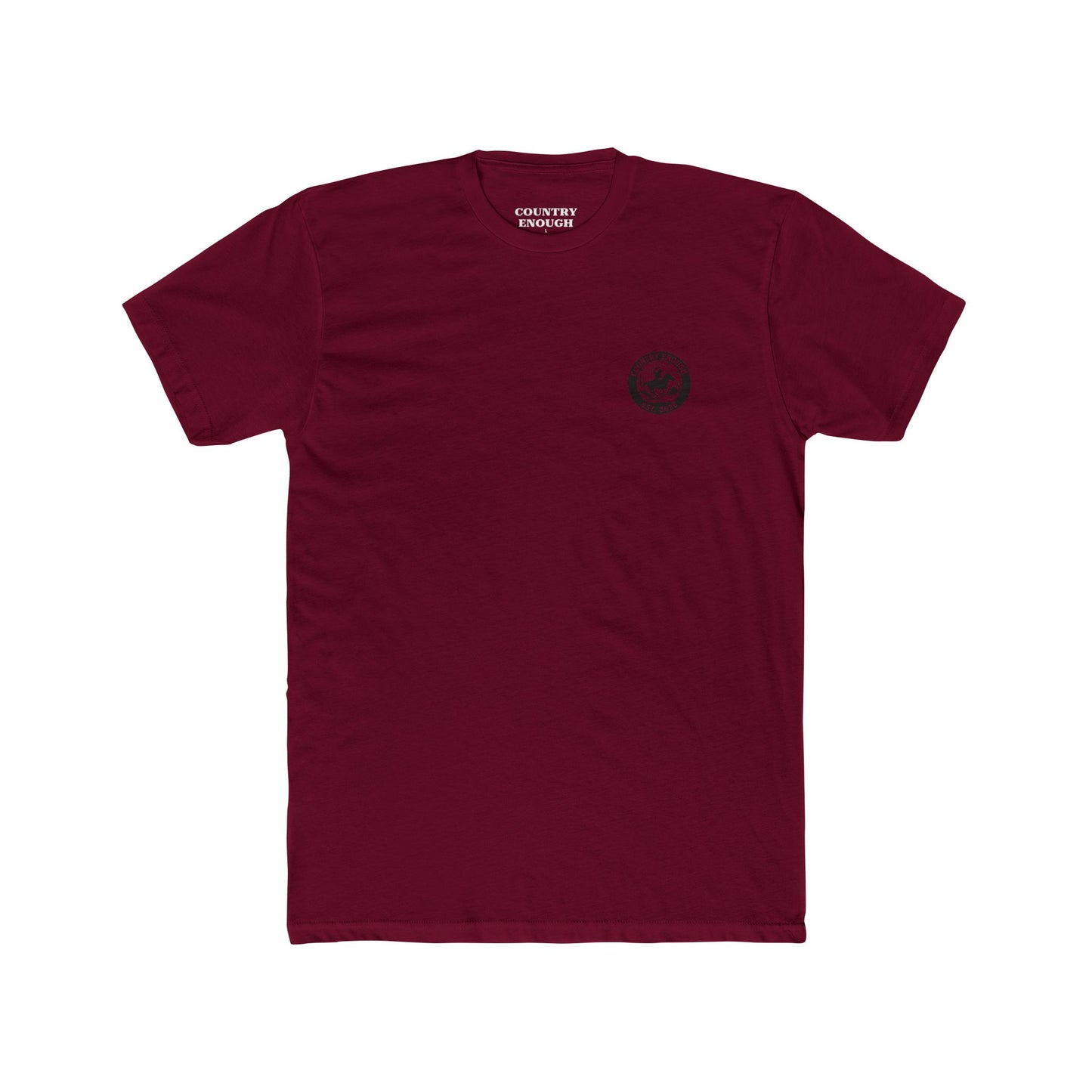 Cardinal Red t-shirt with horse and rider swirling a lasso on desert landscape graphic #cardinalred