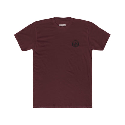 Maroon t-shirt with horse and rider swirling a lasso on desert landscape graphic #maroon