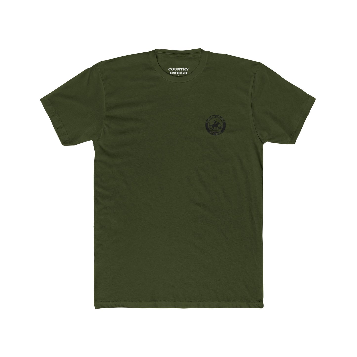 Military Green t-shirt with horse and rider swirling a lasso on desert landscape graphic #militarygreen