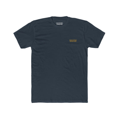 Indigo t-shirt with graphic of an eagle, desert landscape, and the words hold the range #indigo