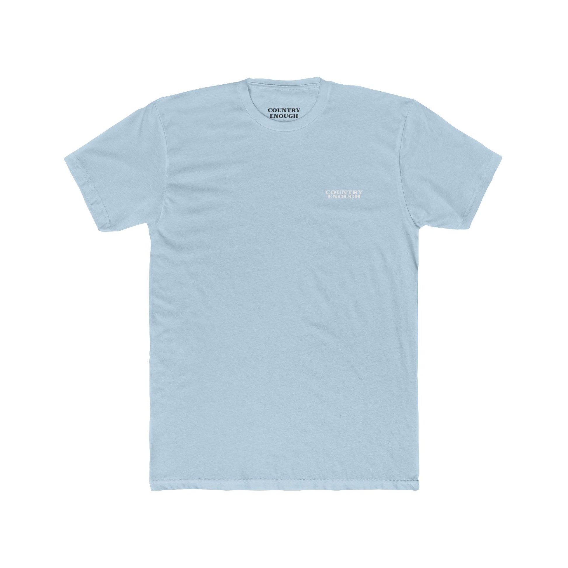 Light Blue t-shirt with aztec pattern and cacti inside a geometric border with word western across the bottom #lightblue