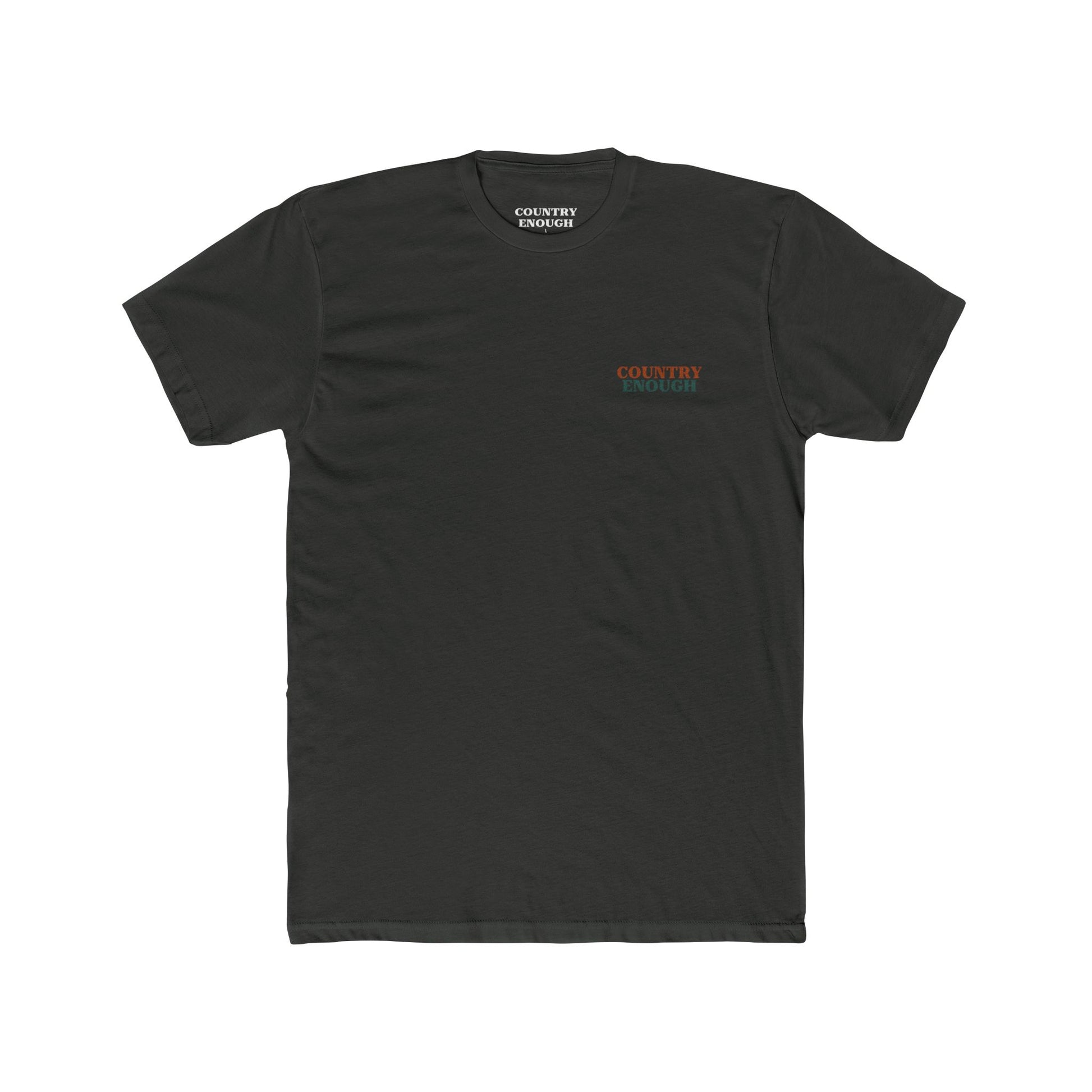 Vintage Black t-shirt with graphic of mirrored cacti surrounded by aztec pattern and enclosed in a geometric border with word western below #vintageblack