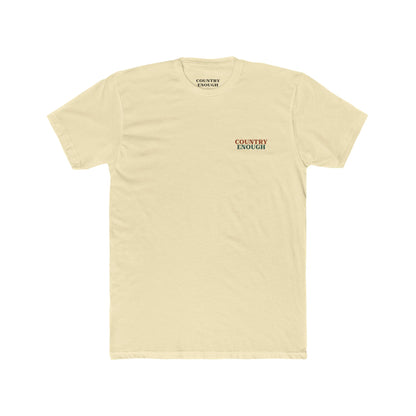 Natural t-shirt with graphic of mirrored cacti surrounded by aztec pattern and enclosed in a geometric border with word western below #natural
