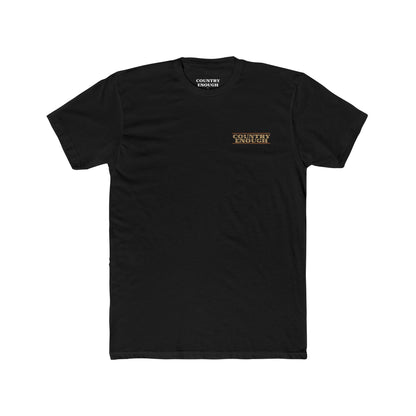 Black t-shirt with longhorn skull, aztec print, desert landscape, cacti, and cowboy silhouette with word Western across the top #black
