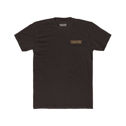 Dark Brown t-shirt with longhorn skull, aztec print, desert landscape, cacti, and cowboy silhouette with word Western across the top #darkbrown