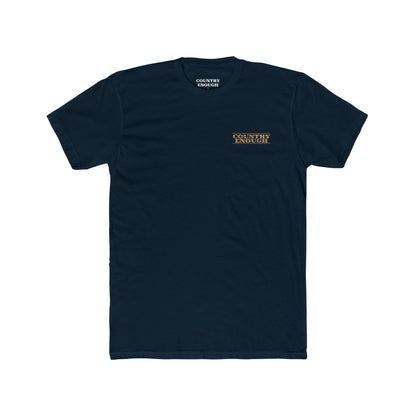 Midnight Navy t-shirt with longhorn skull, aztec print, desert landscape, cacti, and cowboy silhouette with word Western across the top #midnightnavy