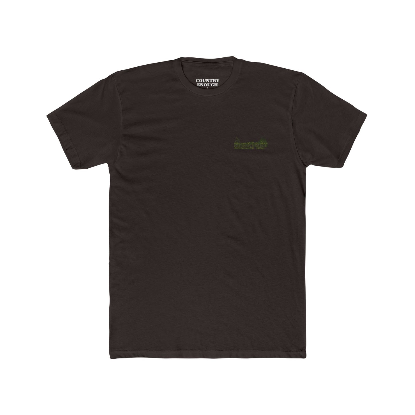 Dark Brown t-shirt with flying & swimming ducks in a full camo marsh scene #darkbrown