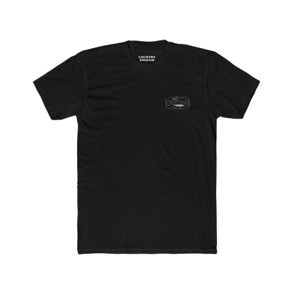 Black t-shirt with a graphic of a duck wearing a cowboy hat and bandana with rope border and the words you missed #black
