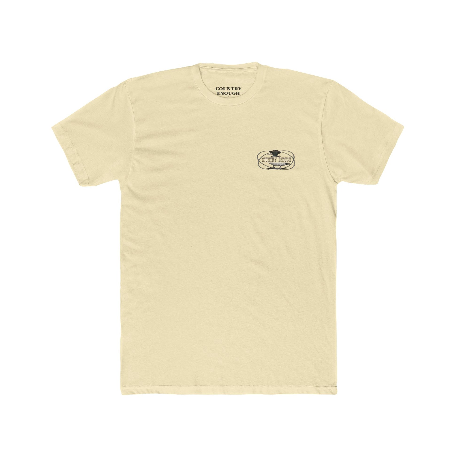 Solid Natural t-shirt with a graphic of a duck wearing a cowboy hat and bandana with rope border and the words you missed #solidnatural