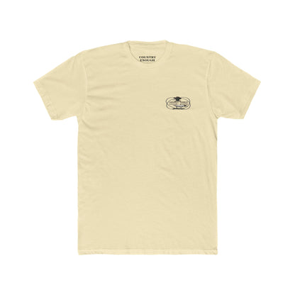 Solid Natural t-shirt with a graphic of a duck wearing a cowboy hat and bandana with rope border and the words you missed #solidnatural