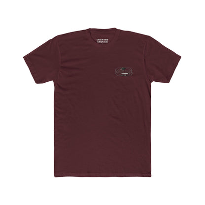 Cardinal Red t-shirt with a graphic of a duck wearing a cowboy hat and bandana with rope border and the words you missed #cardinalred