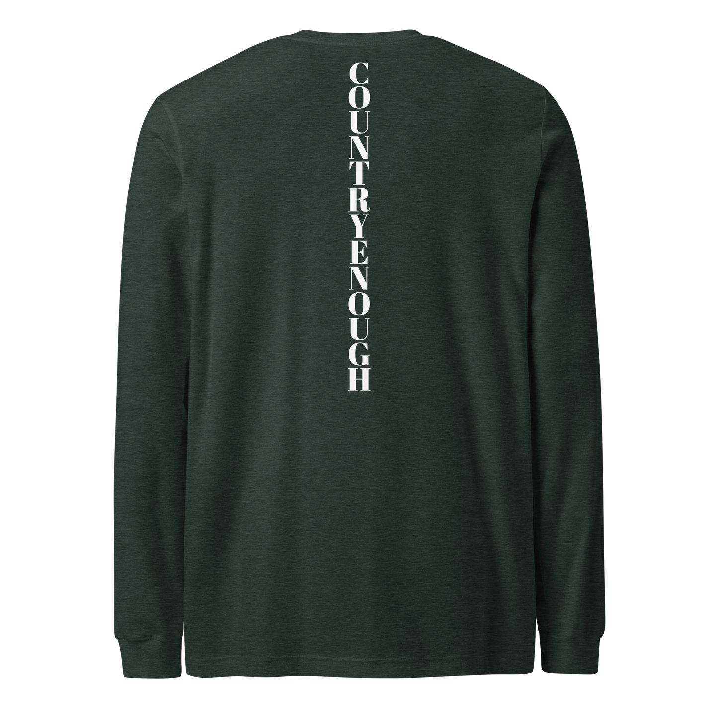 Heather Forest t-shirt with words country enough on the front and down the spine on the back #heatherforest