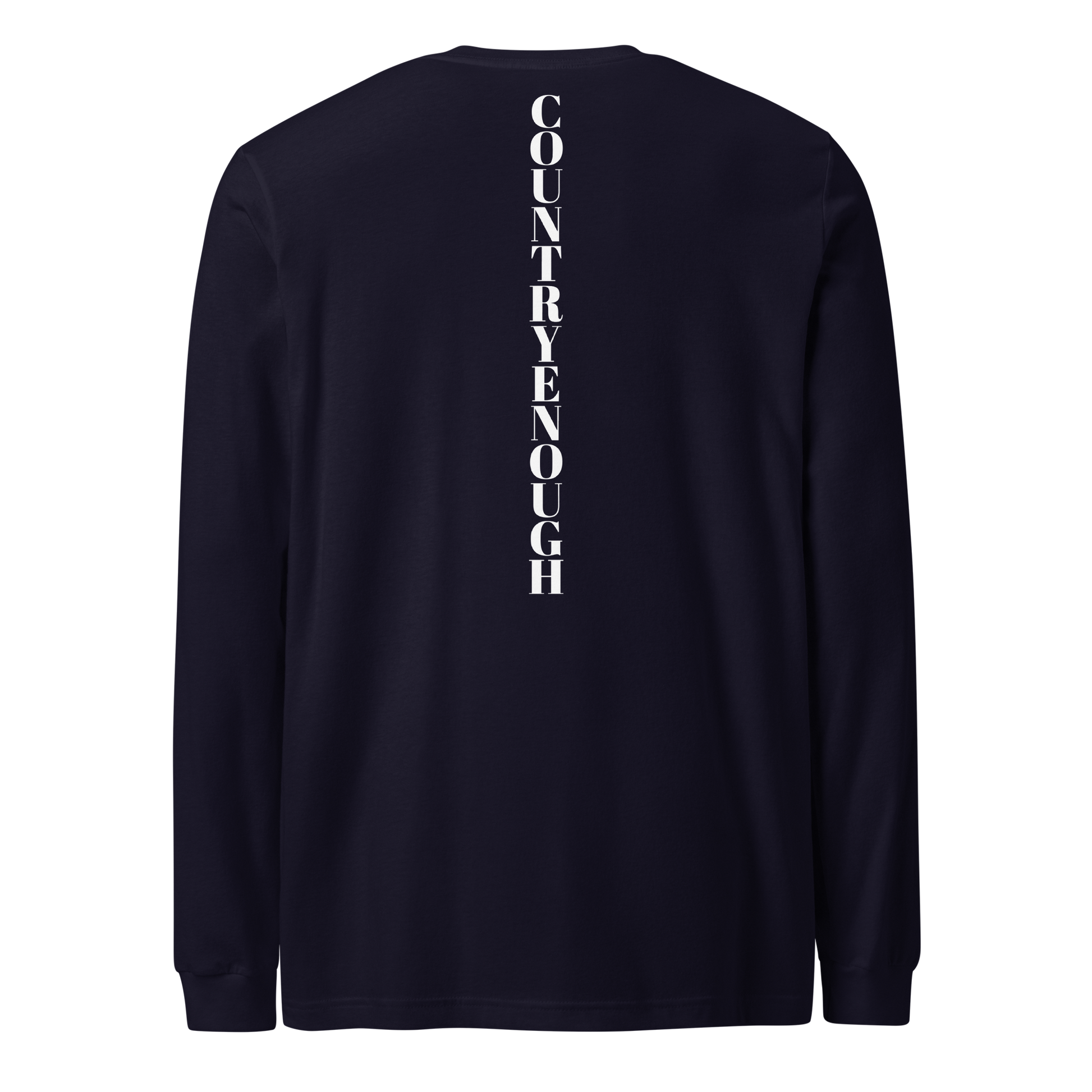 Navy t-shirt with words country enough on the front and down the spine on the back #navy