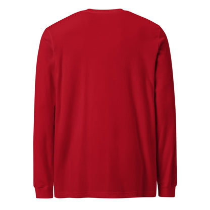 Red long sleeve shirt with words country enough est 2025 on the chest #red