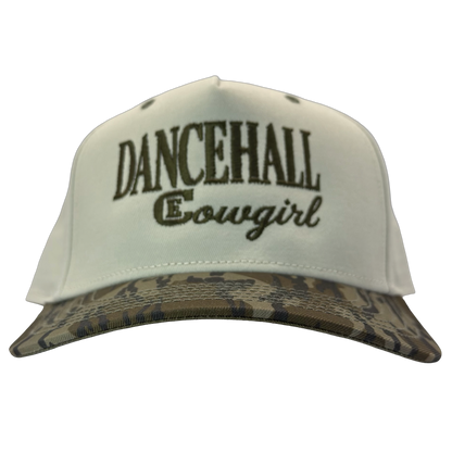 legacy heritage snapback hat with the words dancehall cowgirl and graphic of CE logo #bottomland