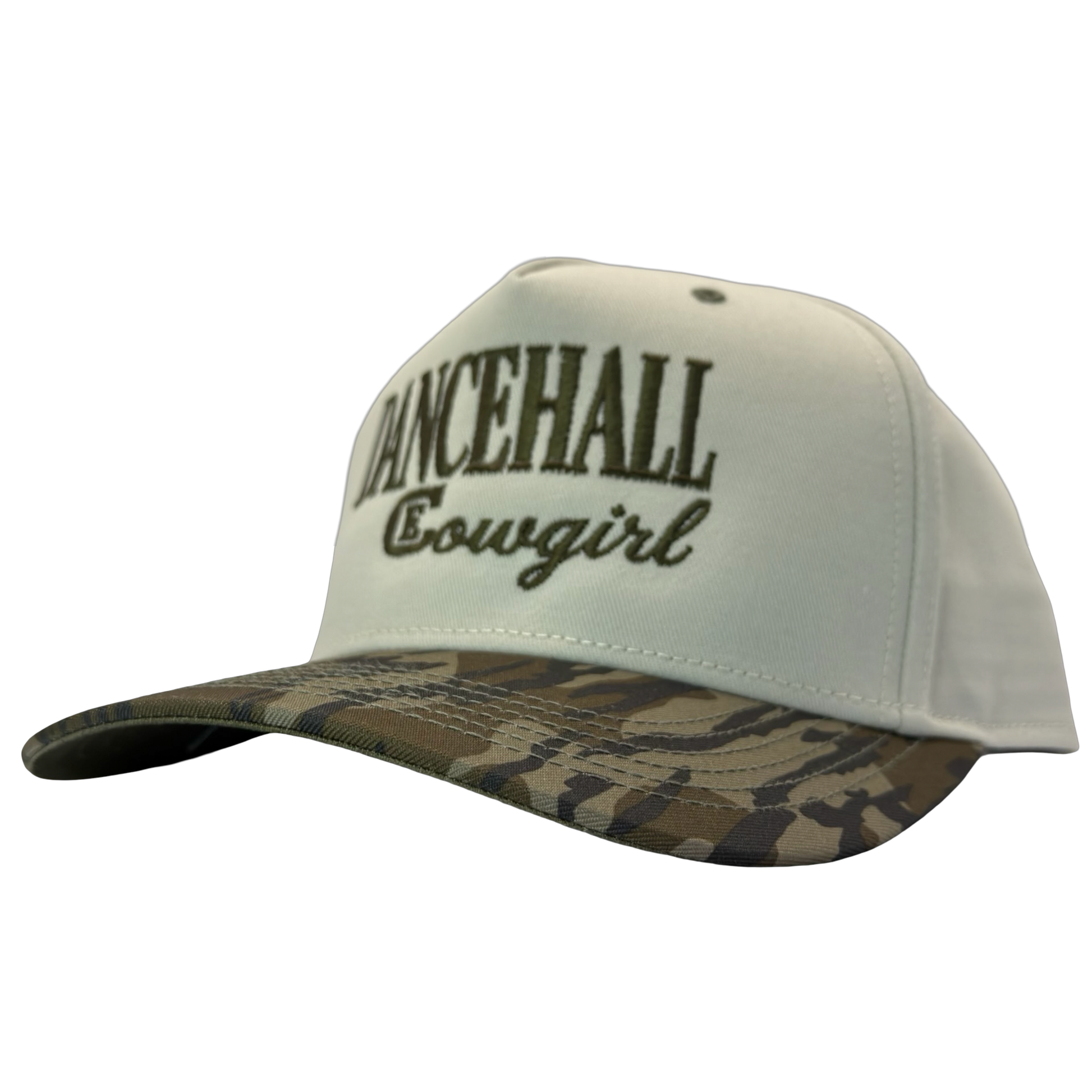 legacy heritage snapback hat with the words dancehall cowgirl and graphic of CE logo #bottomland
