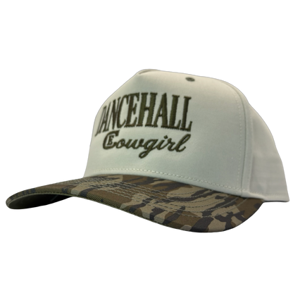 legacy heritage snapback hat with the words dancehall cowgirl and graphic of CE logo #bottomland