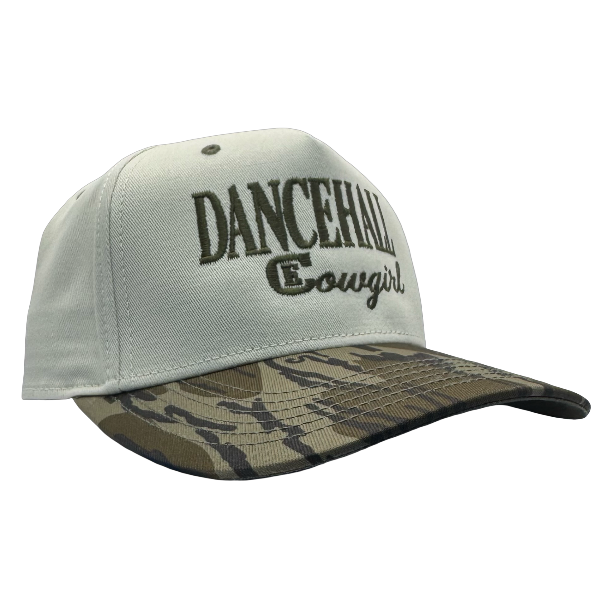 legacy heritage snapback hat with the words dancehall cowgirl and graphic of CE logo #bottomland