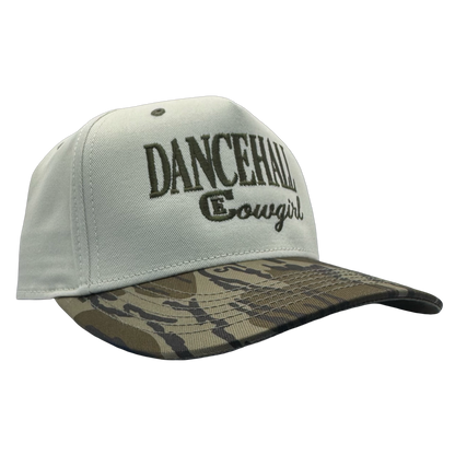 legacy heritage snapback hat with the words dancehall cowgirl and graphic of CE logo #bottomland