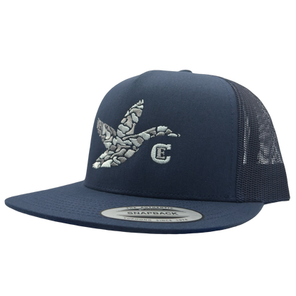 Yupoong 6006 snapback with graphic of duck and the CE logo #navy