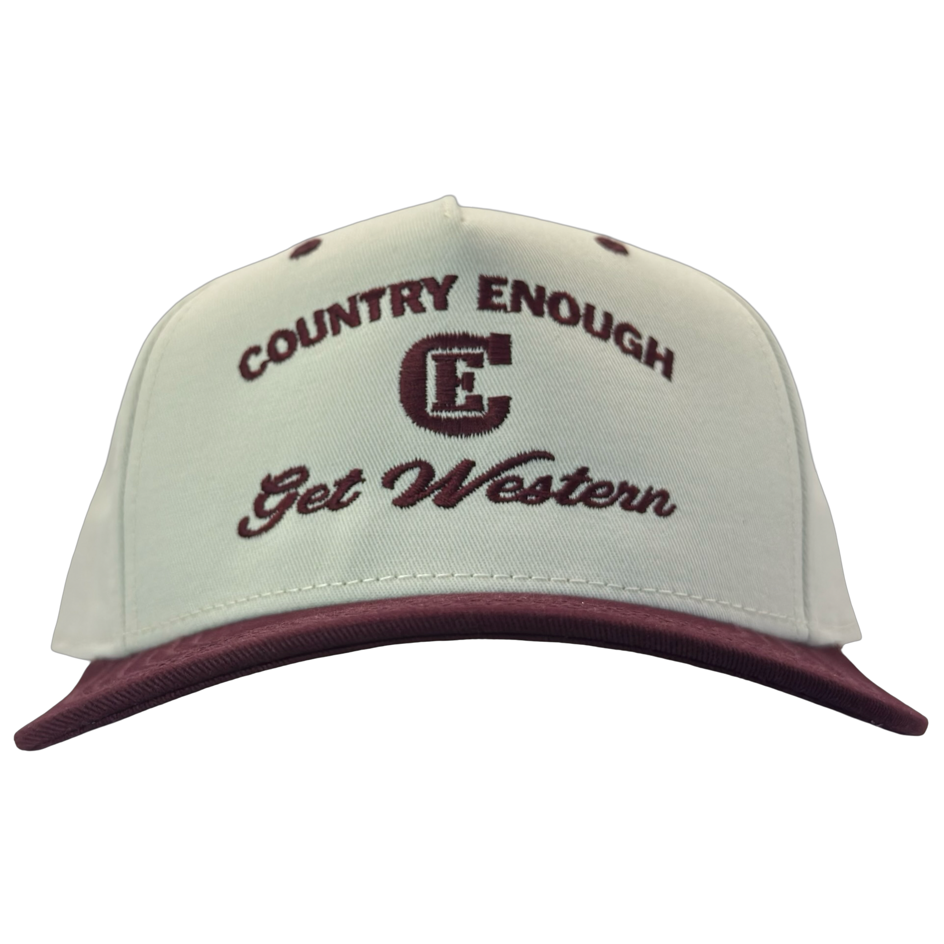 legacy heritage snapback hat with words country enough get western and graphic of CE logo #wine