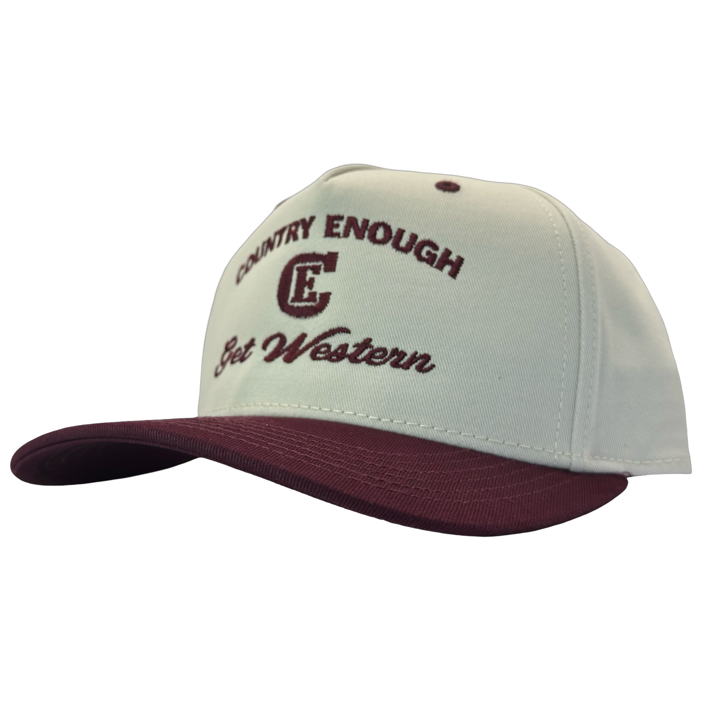 legacy heritage snapback hat with words country enough get western and graphic of CE logo #wine