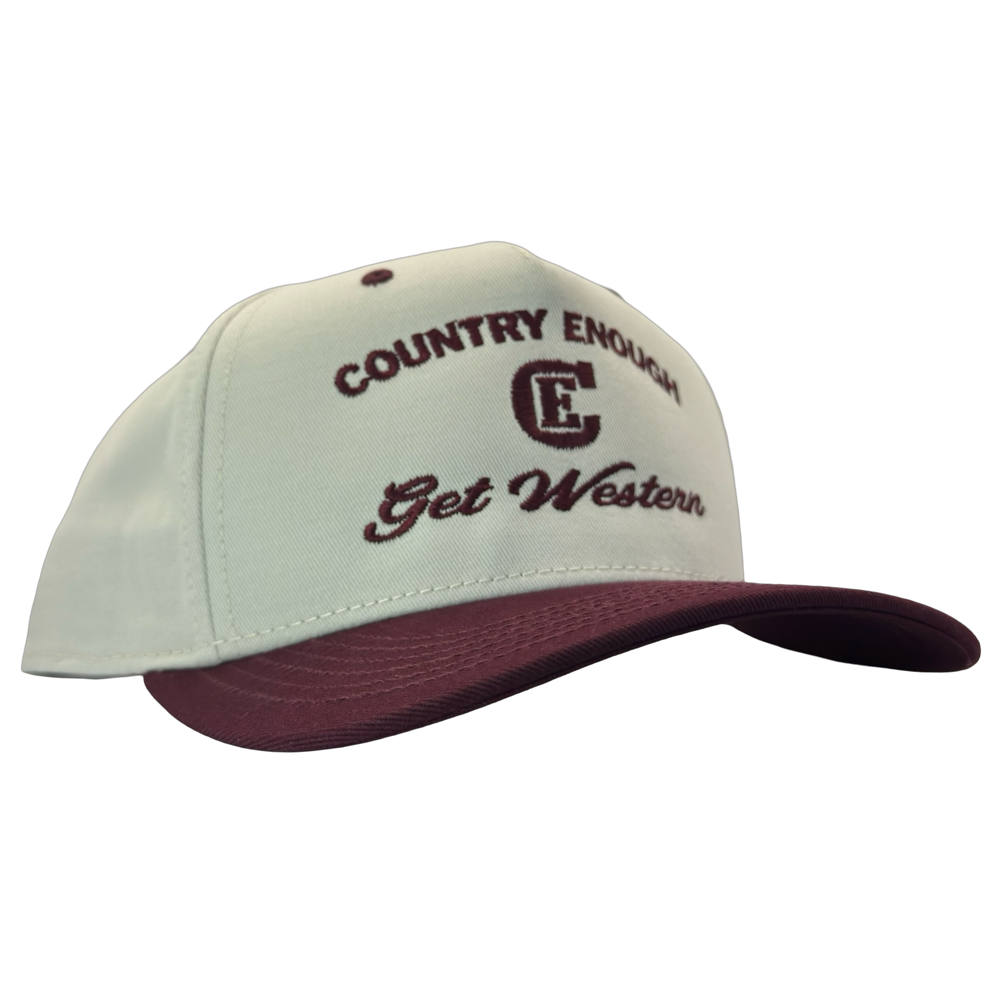 legacy heritage snapback hat with words country enough get western and graphic of CE logo #wine