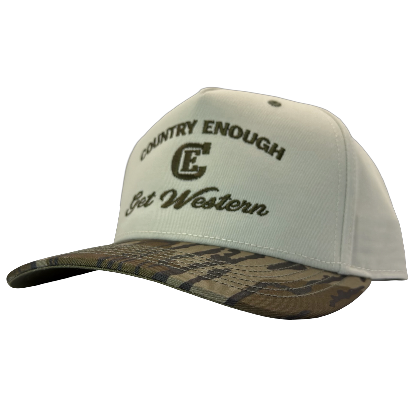 legacy heritage snapback hat with words country enough get western and graphic of CE logo #bottomland