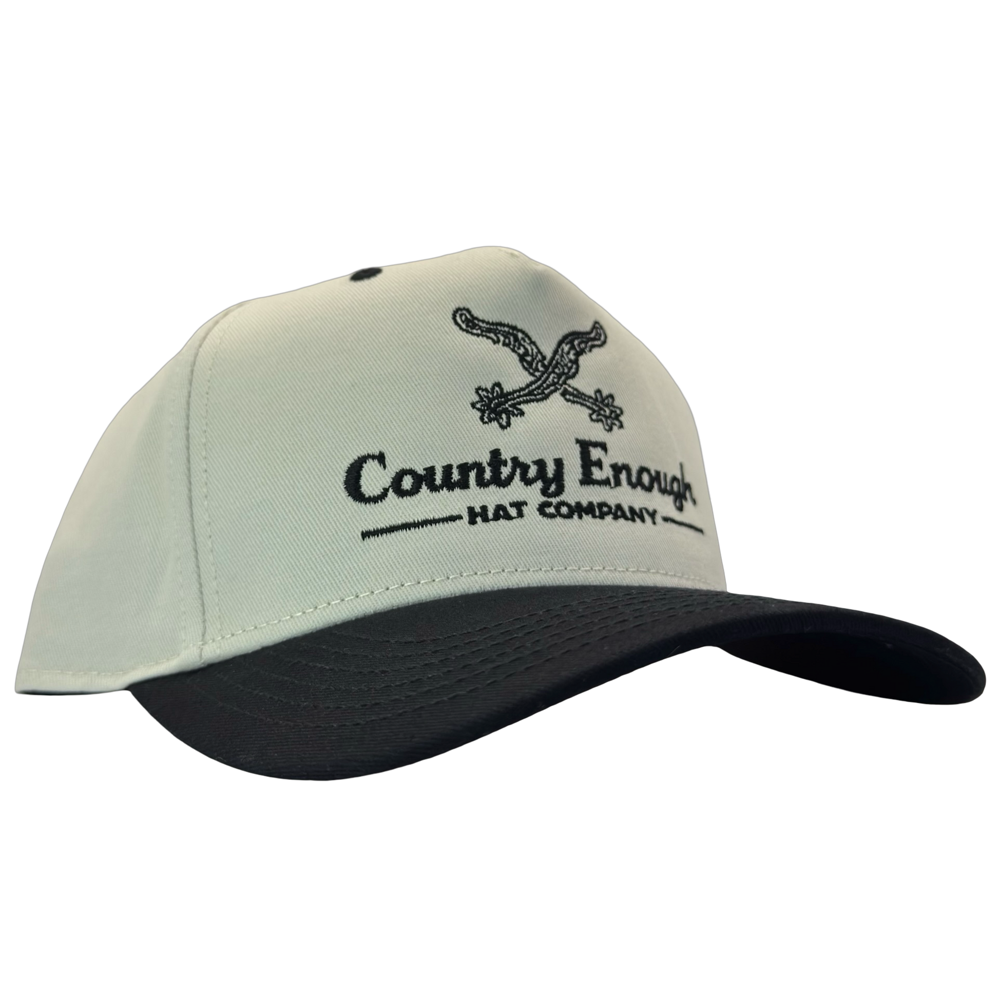 Legacy heritage hta snapback hat with graphic of spurs and words country enough hat company #black