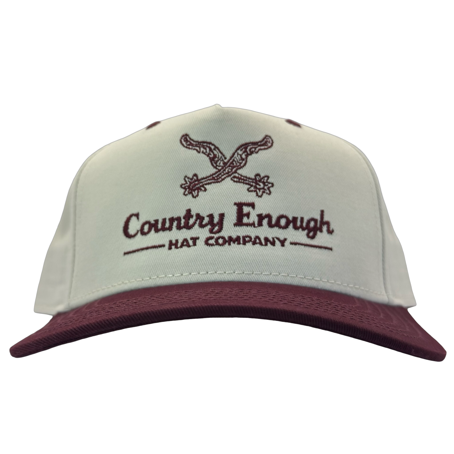 Legacy heritage hta snapback hat with graphic of spurs and words country enough hat company #wine