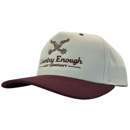 Legacy heritage hta snapback hat with graphic of spurs and words country enough hat company #wine