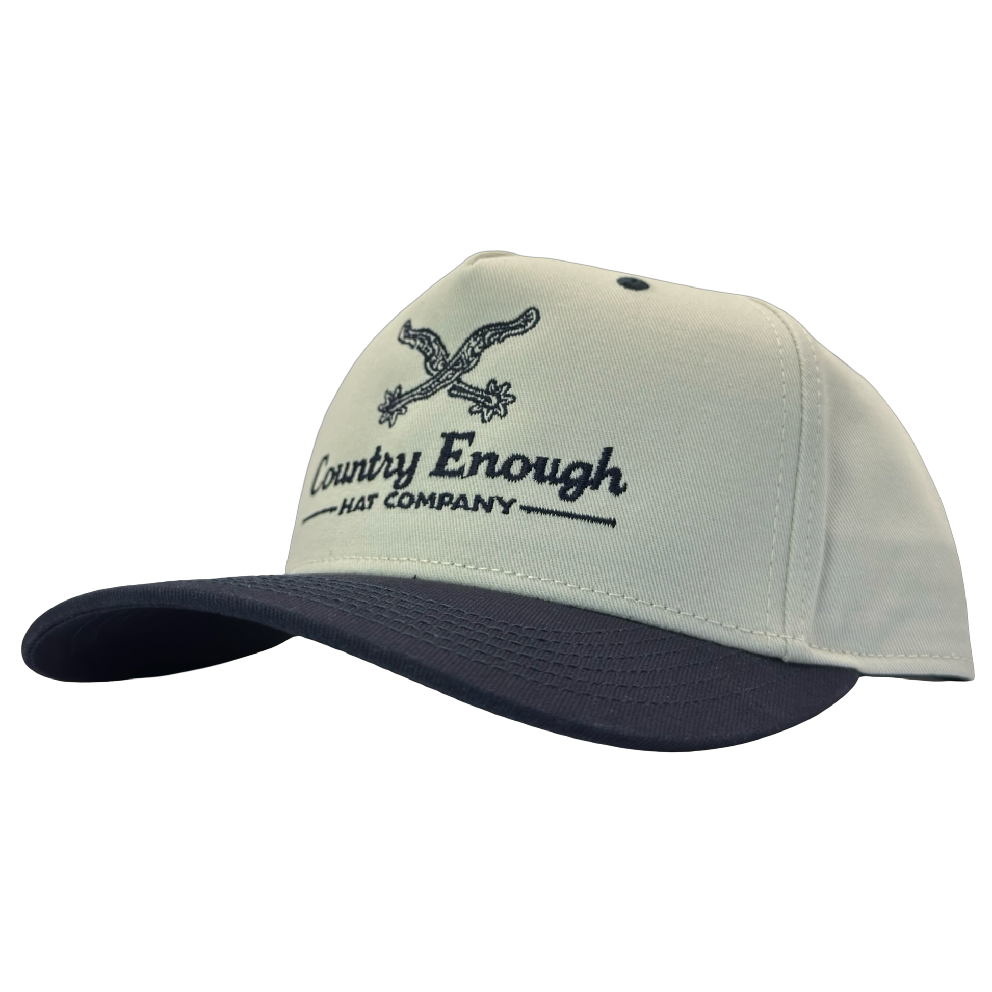 Legacy heritage hta snapback hat with graphic of spurs and words country enough hat company #navy