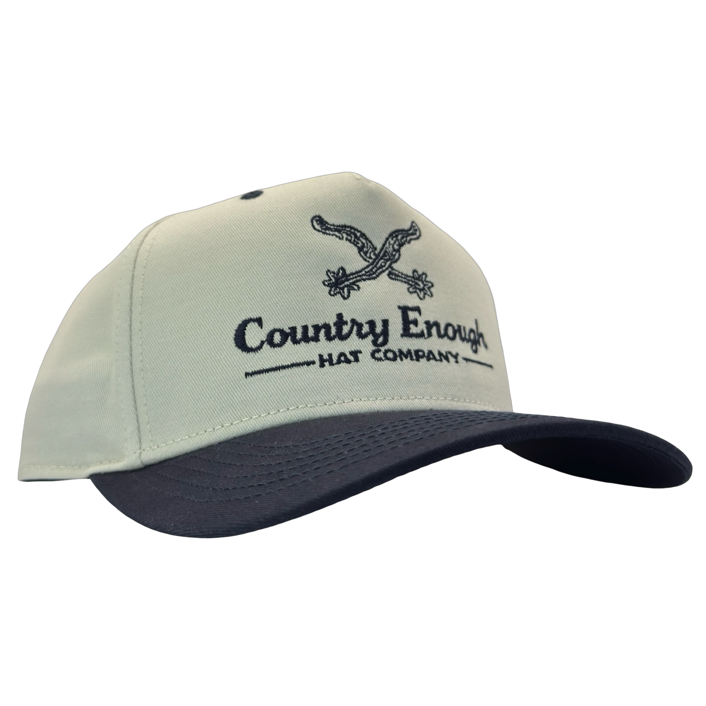Legacy heritage hta snapback hat with graphic of spurs and words country enough hat company #navy