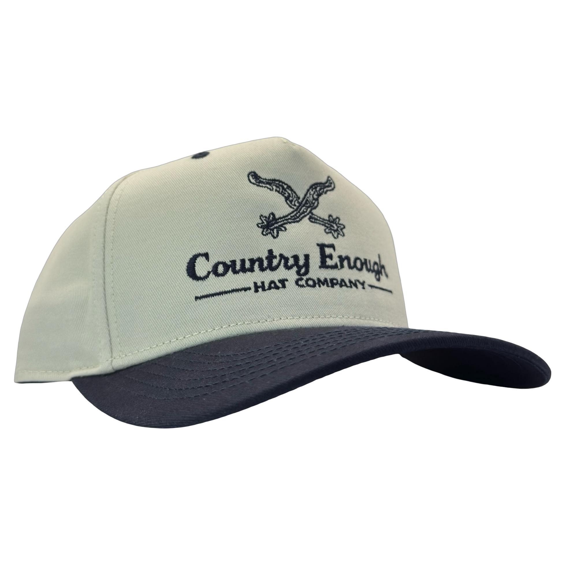 Legacy heritage hta snapback hat with graphic of spurs and words country enough hat company #navy