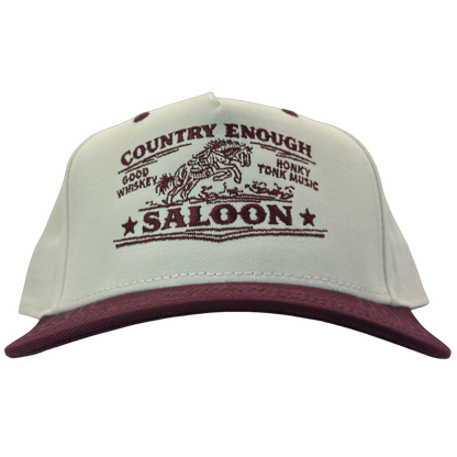 legacy heritage hta snapback hat with graphic of bucking horse and words country enough saloon, good whiskey, and honkey tonk music #wine