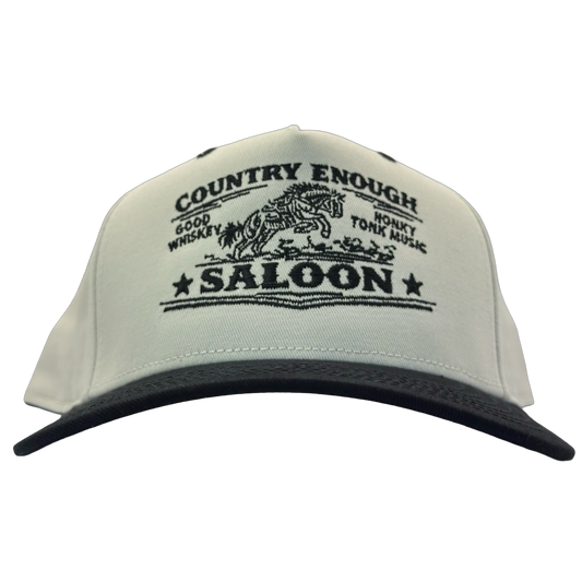 legacy heritage hta snapback hat with graphic of bucking horse and words country enough saloon, good whiskey, and honkey tonk music #black