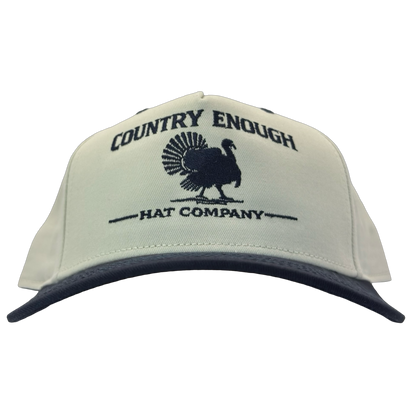 legacy heritage hta snapback hat with the words country enough hat company and a graphic of a turkey #navy