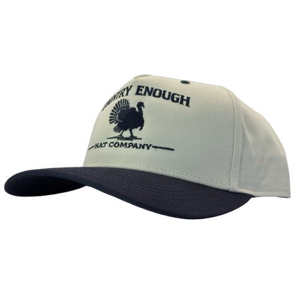 legacy heritage hta snapback hat with the words country enough hat company and a graphic of a turkey #navy
