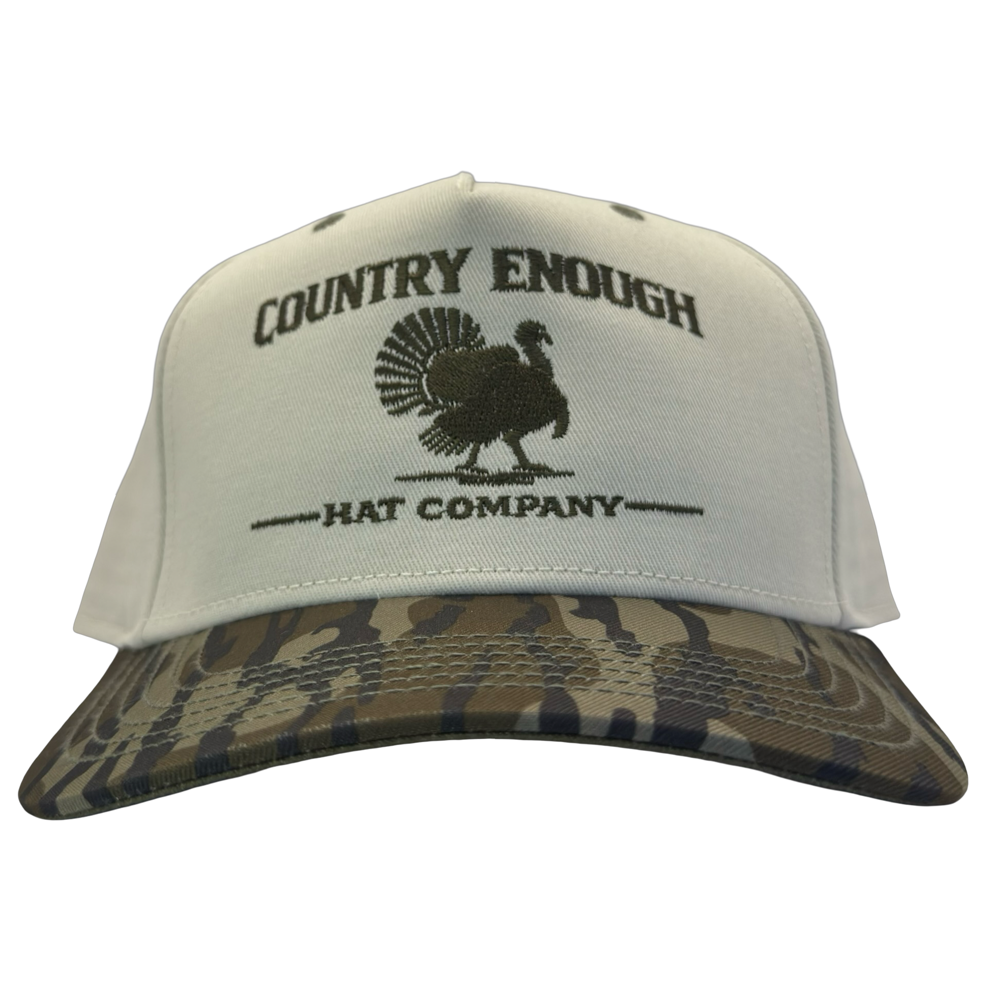 legacy heritage snapback hat with the words country enough hat company and a graphic of a turkey #bottomland