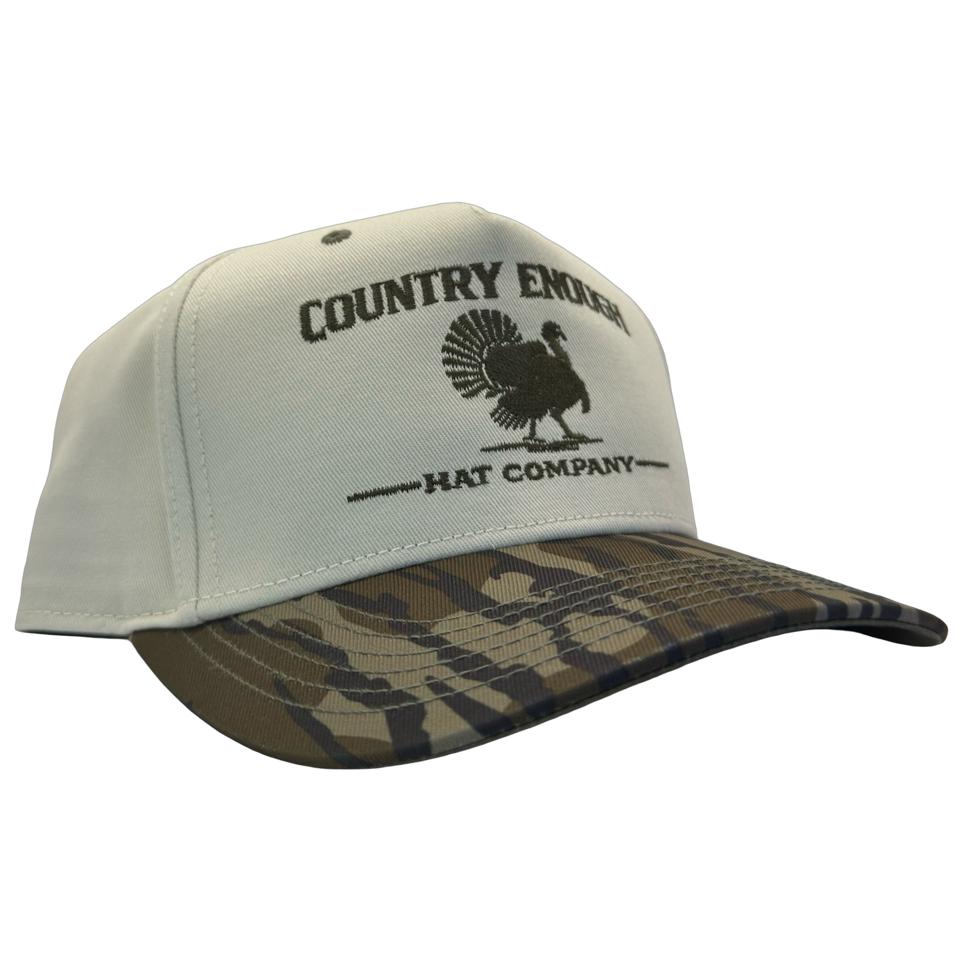 legacy heritage snapback hat with the words country enough hat company and a graphic of a turkey #bottomland