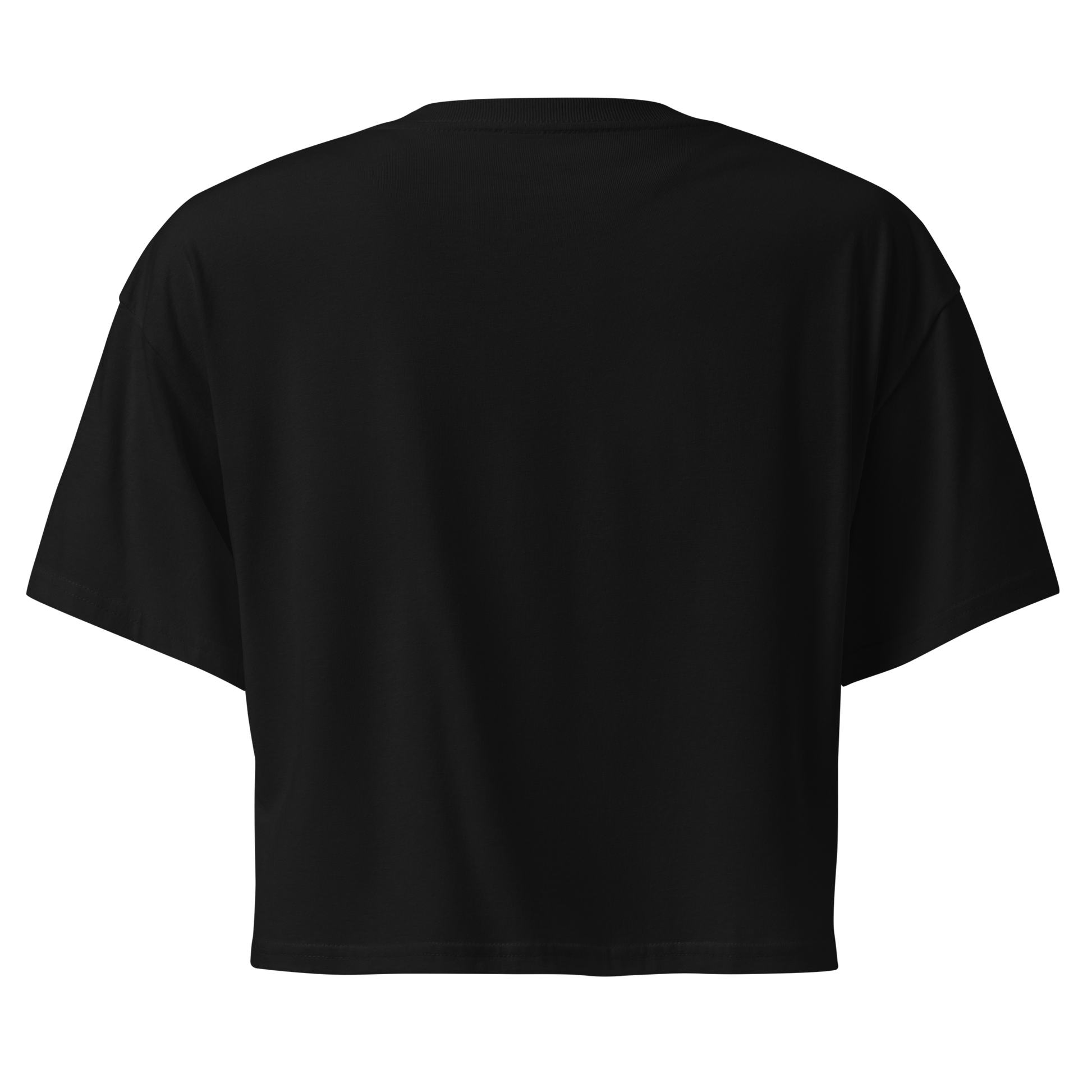 Black crop top with bright red graphic of a cowgirl riding a bull and the word rodeo below #black