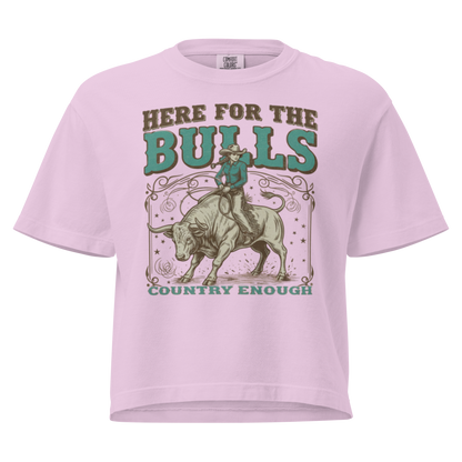 Orchid t-shirt with graphic of cowgirl on top of a bull and words here for the bulls #orchid
