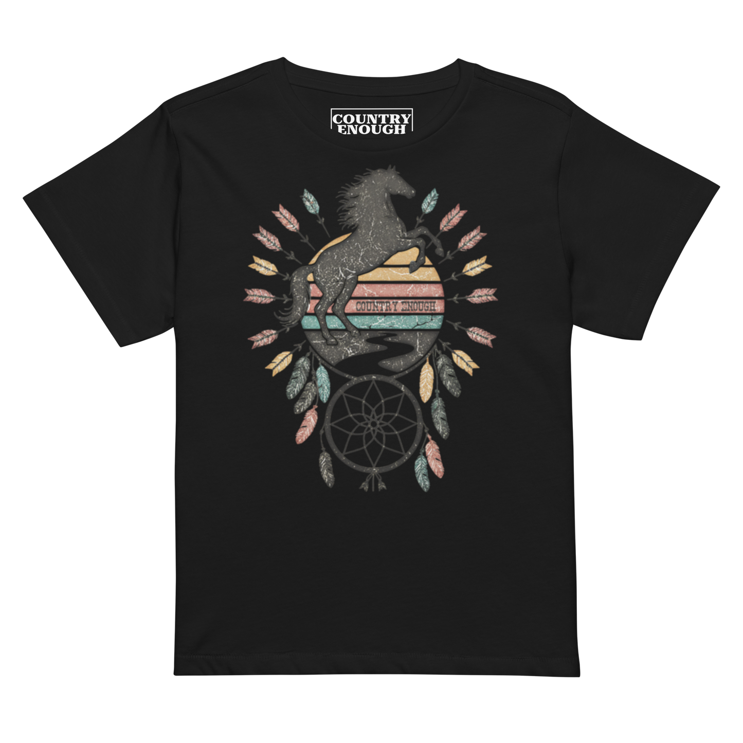 Black t-shirt with horse and dreamcatcher #black