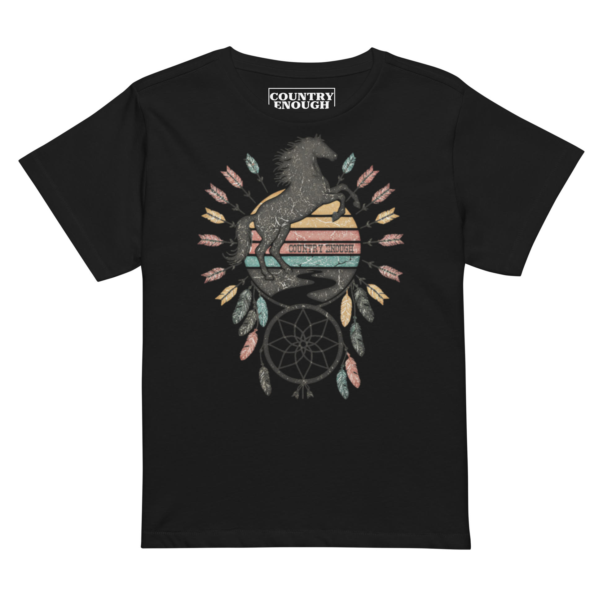 Black t-shirt with horse and dreamcatcher #black