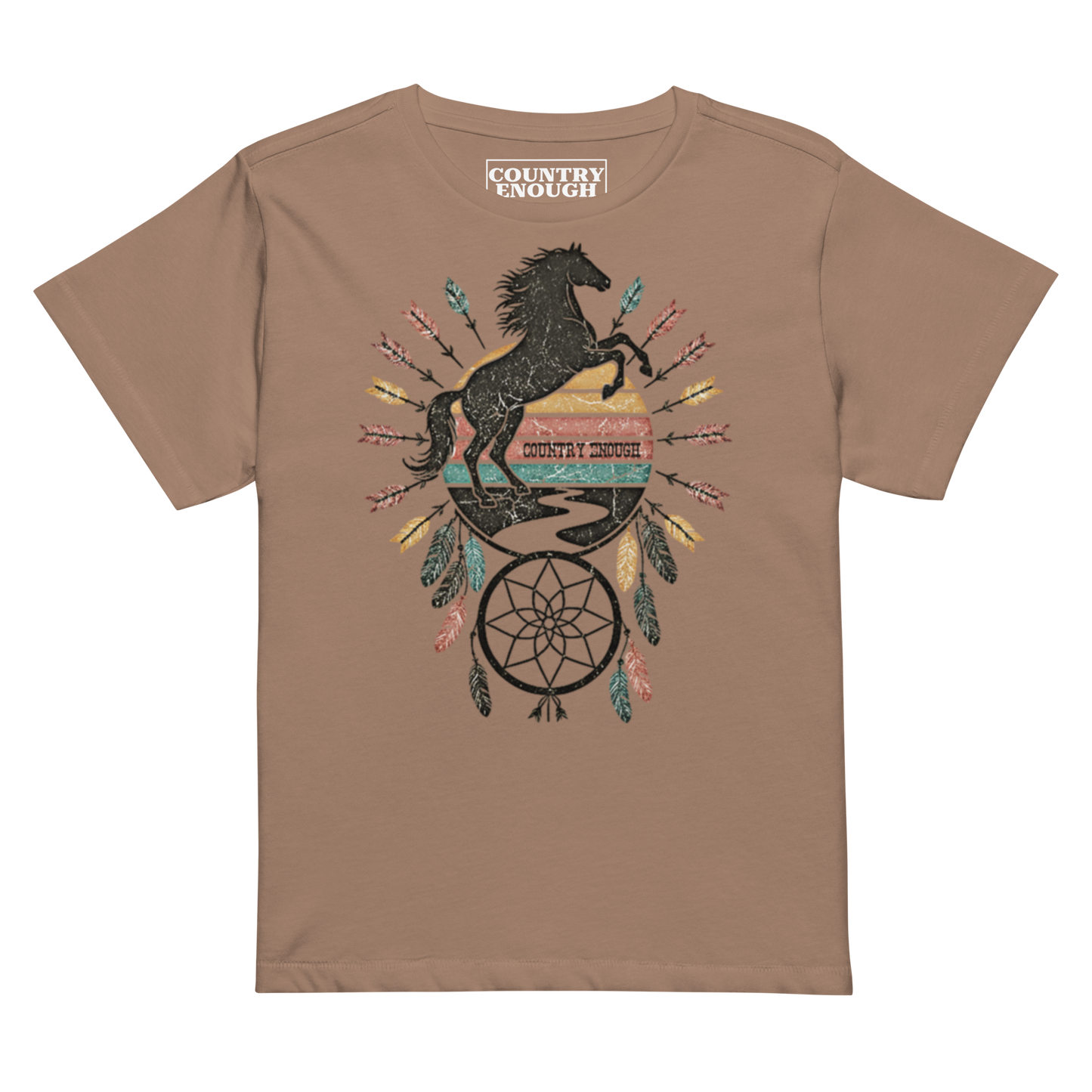 Latte t-shirt with horse and dreamcatcher #latte