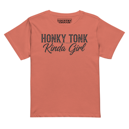 Red Sorbet t-shirt with graphic of the words honky tonk kinda girl #redsorbet